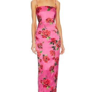 Pink Sheath Maxi Dress with Spaghetti Straps